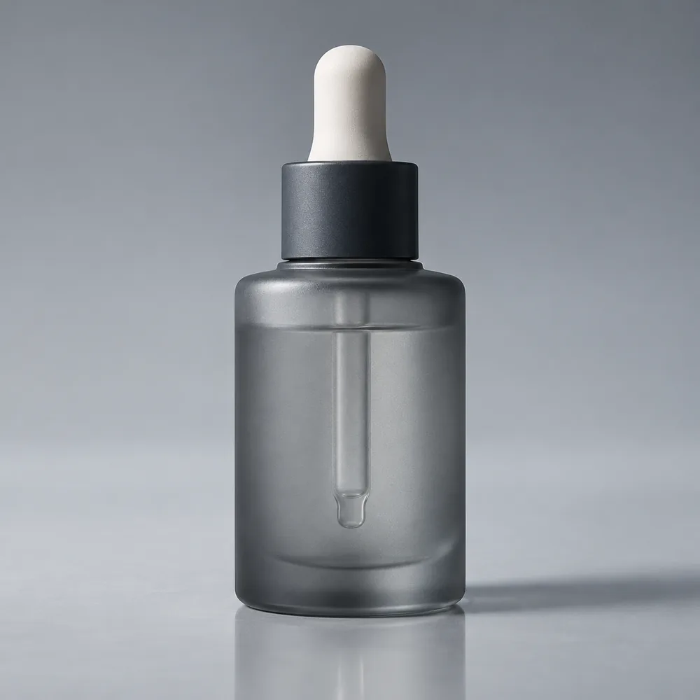 AI-generated concept: studio product shot of a skincare dropper bottle